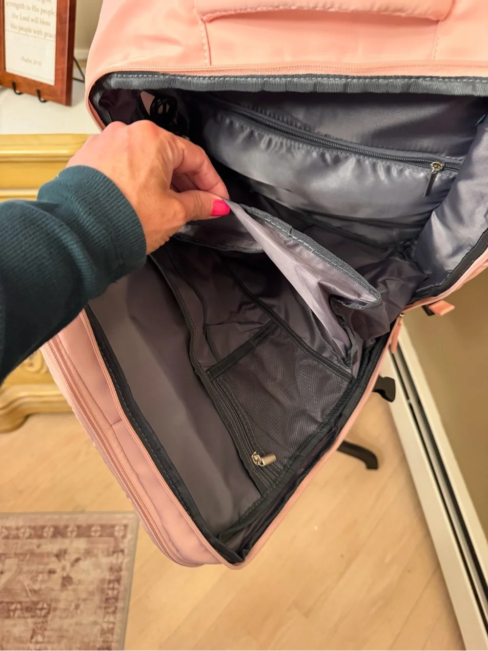 Large Pink Diaper Bag Backpack USB Charging Port Insulated Bottle Pocket Travel